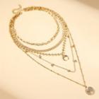 Crescent & Metal Bead Layered Necklace Dz041 - 01 - Gold - One Size