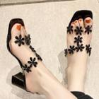 Flower Chunky-heel Slide Sandals