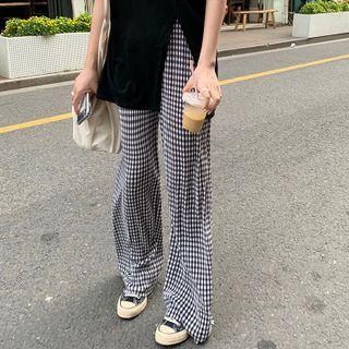 High-waist Plaid Pant As Shown In Figure - One Size