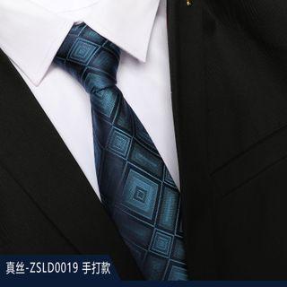 Genuine Silk Patterned Neck Tie Zsld019 - Blue - One Size