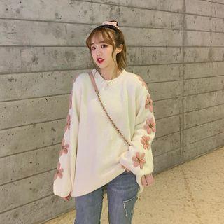 Embroider Floral Long-sleeve Sweatshirt