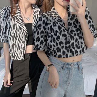 Short-sleeve Printed Crop Shirt
