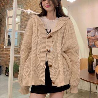 Hooded Toggle Cardigan Almond - One Size