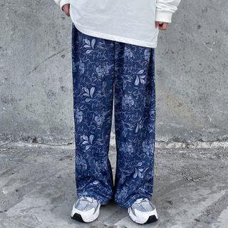 Flower Printed Wide-leg Pants