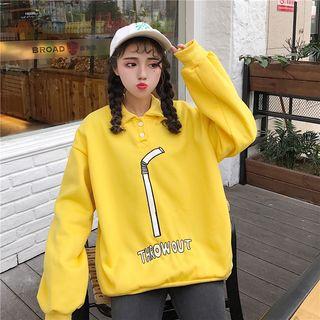 Printed Collared Sweatshirt