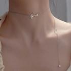 Alloy Moon & Star Choker 1 Set - With Chain - Silver - One Size