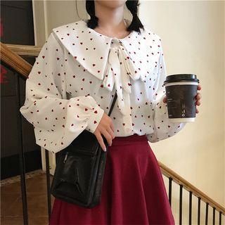 Long-sleeve Heart Pattern Blouse