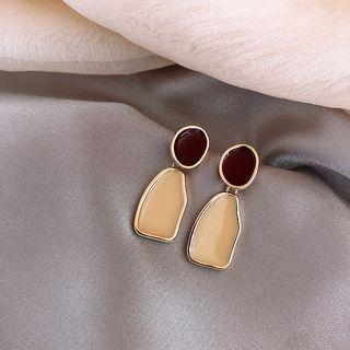 Irregular Glaze Dangle Earring 1 Pair - Red Rhinestone - Gold - One Size