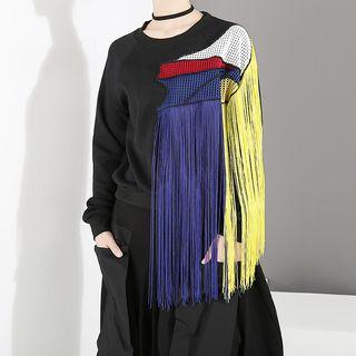 Fringed Sweatshirt Black - One Size
