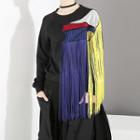 Fringed Sweatshirt Black - One Size