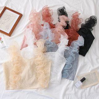 Ruffled-trim Lace Crop Top