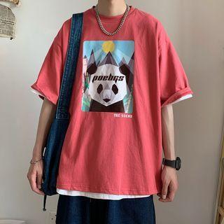 Panda Print Oversized Tee