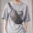 Camo Faux Leather Sling Bag Camouflage - Dark Gray - One Size