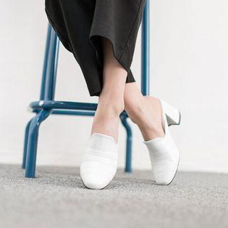 Textured Chunky-heel Mules