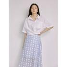 Elbow-sleeve Band-hem Shirt