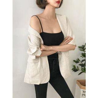 Spaghetti-strap Colored Knit Camisole Top