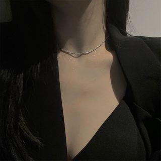 Rhinestone Choker Choker - Silver - One Size