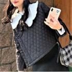 Quilted Wide-collar Button Jacket Black - One Size