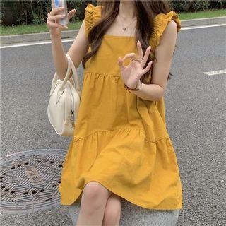 Sleeveless Frill Trim Shift Dress