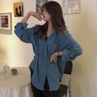 Pocket Detail Shirt Shirt - Airy Blue - One Size