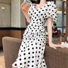 Sun Print Short-sleeve Midi A-line Dress
