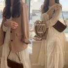 Long-sleeve A-line Midi Chiffon Dress / Blazer