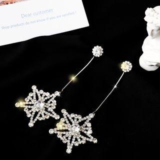 Rhinestone Snowflake Drop Earring 1 Pair - As Shown In Figure - One Size
