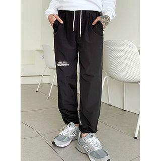 Letter-printed Cord-hem Jogger Pants