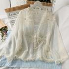 Tie-front Embroidered Light Cape