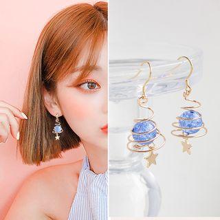 Faux Crystal Alloy Swirl & Star Dangle Earring