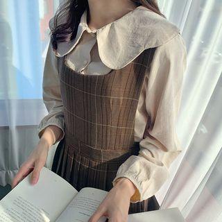 Bishop-sleeve Capelet Blouse
