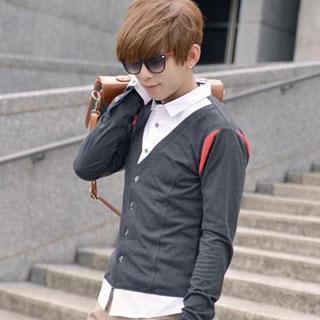 Inset Color-block Cardigan Shirt