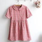 Floral Print Gingham Short-sleeve A-line Dress