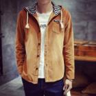 Front Pocket Corduroy Hooded Shirt