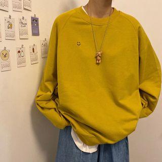 Smile Embroidered Long-sleeve Pullover