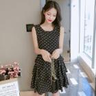 Dotted Sleeveless A-line Chiffon Dress