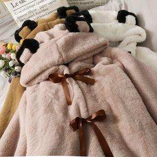 Ribbon-accent Hooded Fleece Jacket