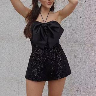 Halter Bow Accent Romper