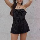 Halter Bow Accent Romper