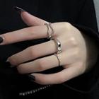 Set Of 3: Alloy Ring + Layered Ring + Open Ring Set Of 3 Pcs - Silver - One Size
