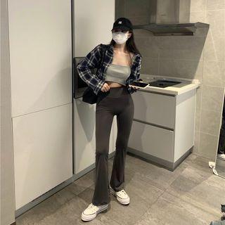 Plaid Cropped Shirt / Camisole Top / Pants