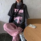 Plain Long-sleeve T-shirt / Lettering Short-sleeve T-shirt / Harem Pants