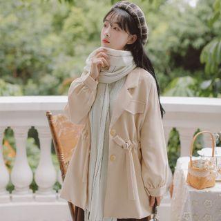 Plain Drawstring Trench Jacket