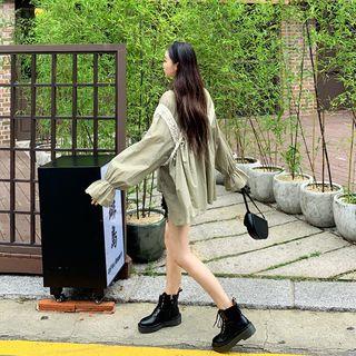 Tasseled Crochet-trim Oversized Robe Cardigan