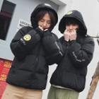 Couple Matching Smiley Print Hooded Padded Jacket