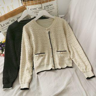Embossed Button-down Light Knit Top