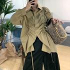 Drawstring Ruched Collared Blouse