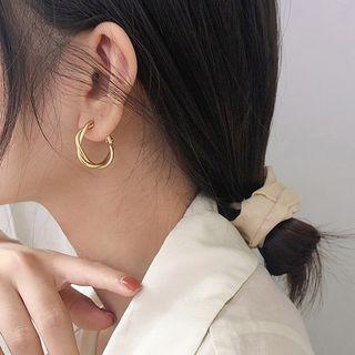 925 Sterling Silver Twisted Hoop Earring S925 Sterling Silver - Matte Gold - One Size