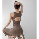 Window-back Skinny Midi Dress