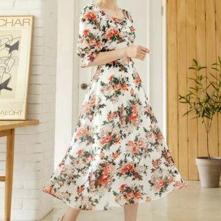 Sweetheart Neck Floral Print Dress